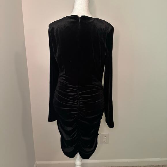 Bardot black velvet n-neck long sleeve midi dress size 6 - Picture 6 of 12